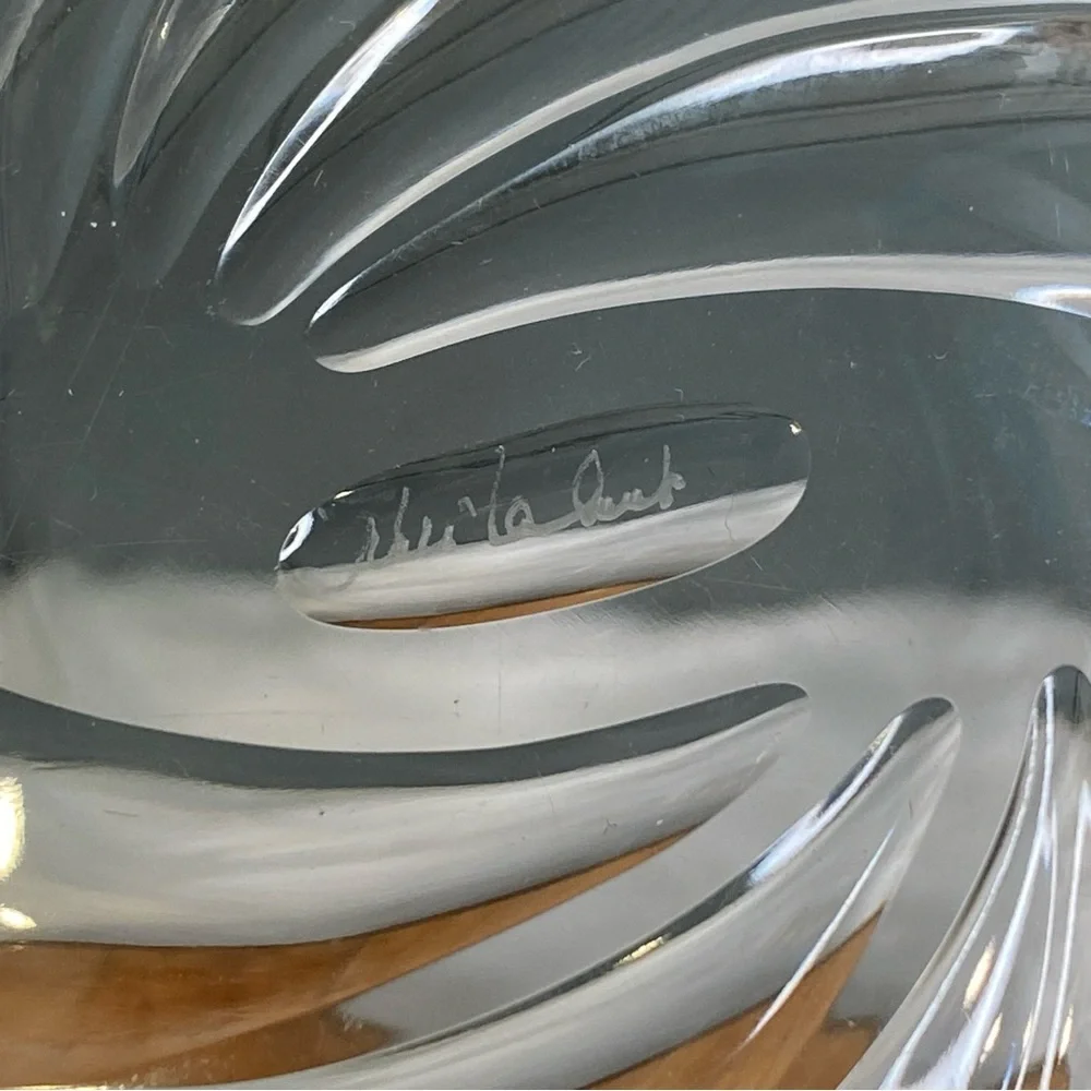 Vintage Val St Lambert Belgium Crystal Swirl Spider Web Dessert Berry 4.5